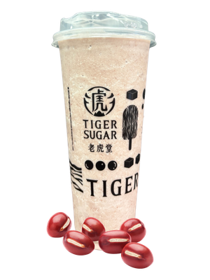 Tiger Sugar red bean drink with red beans.