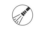 A black and white drawing of a hose in a circle on a white background.