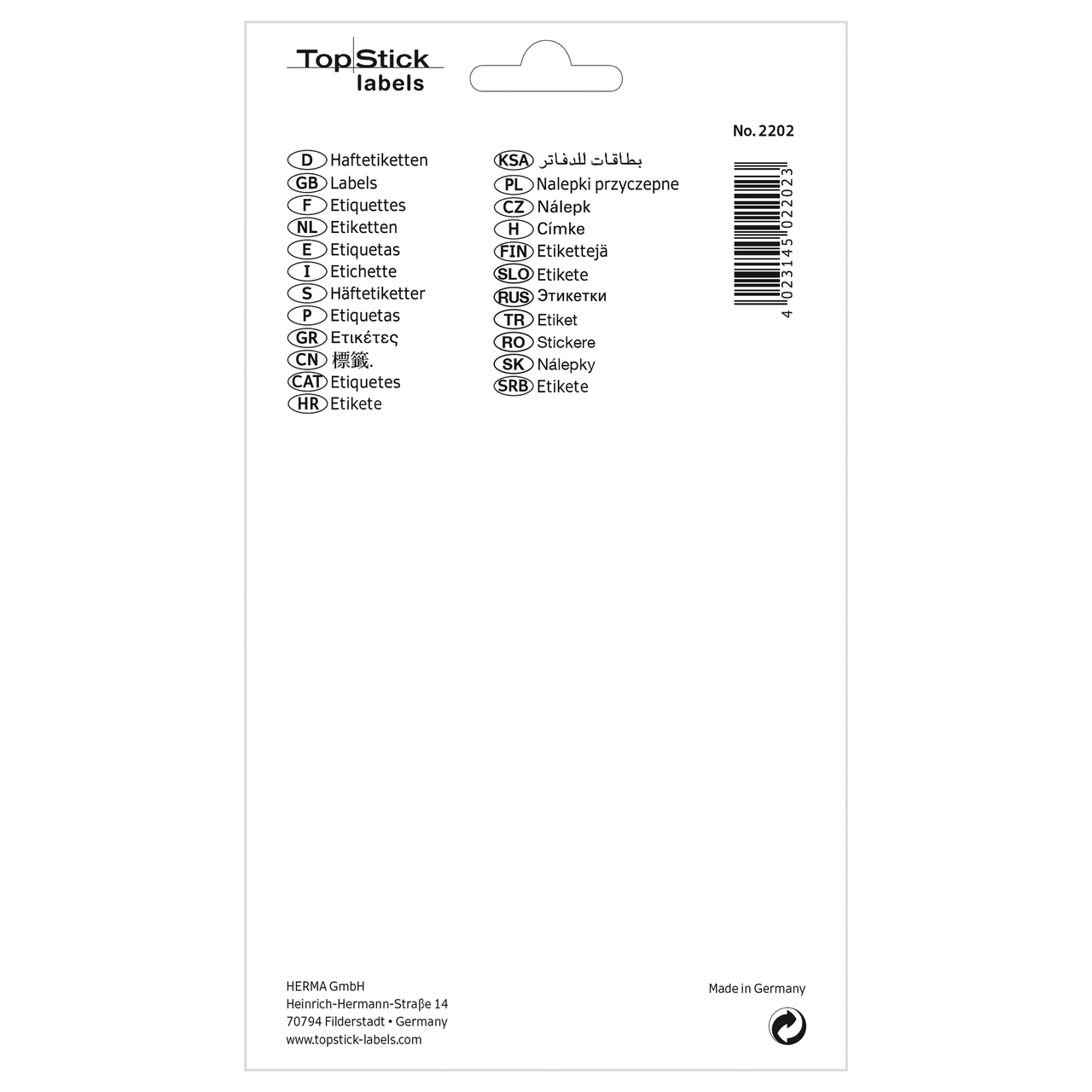 etiquetas permanentes topstick ref.2202