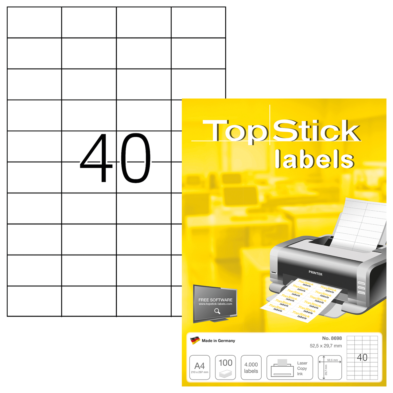 etiquetas a4 topstick ref.8698