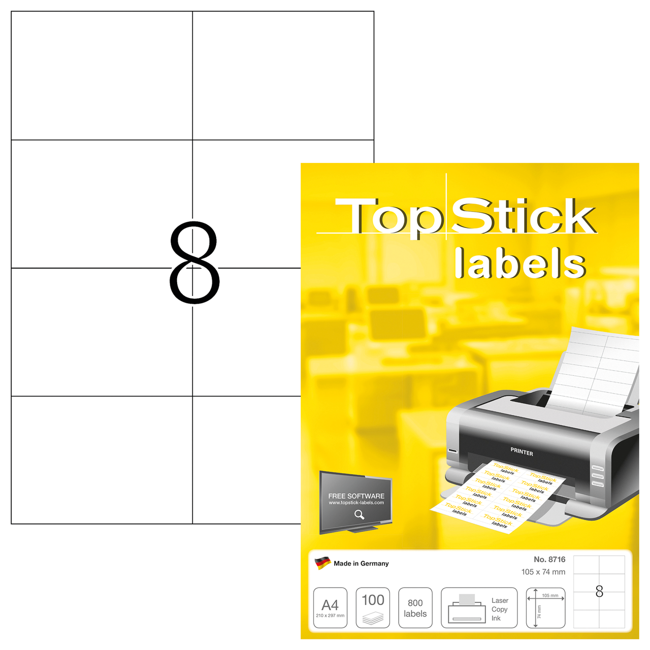 etiquetas a4 topstick ref.8716