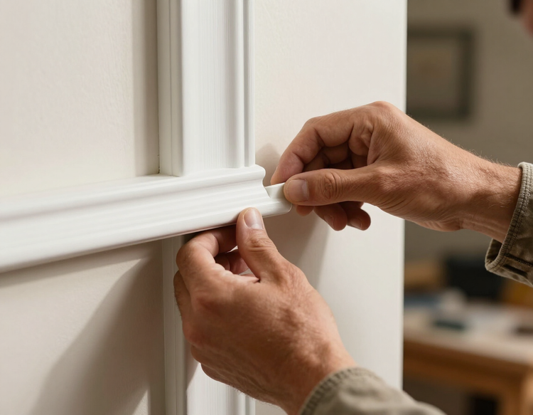 Craftsman installing door trim