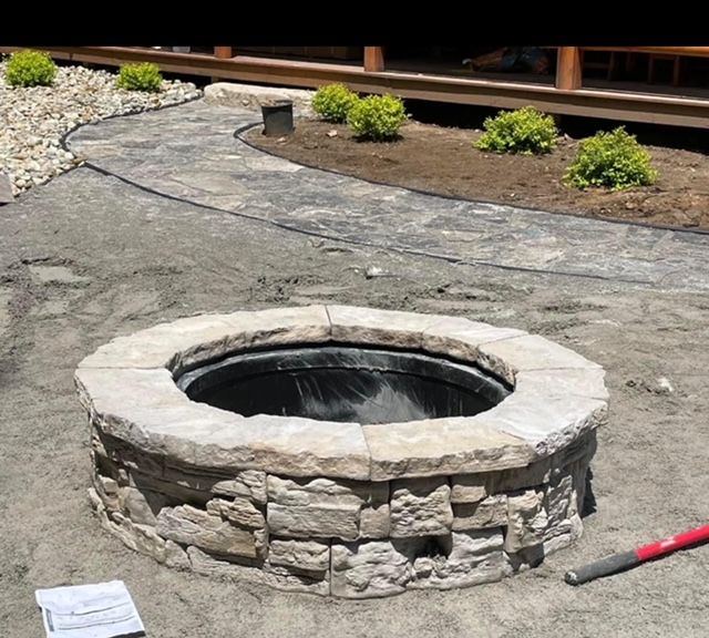 pavers around residential fire place