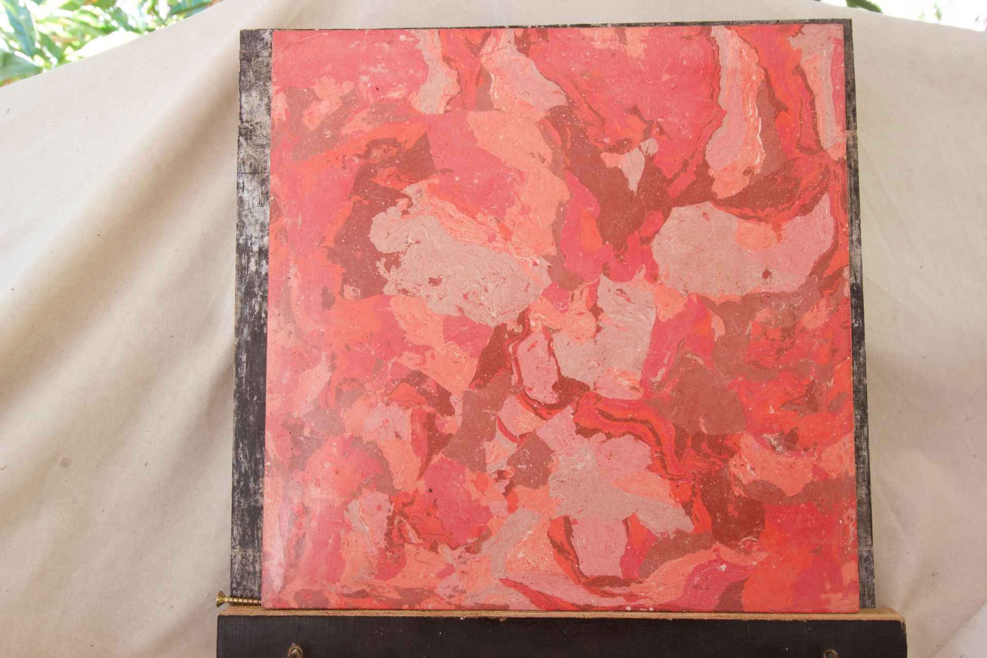 Abstract Marbled Painting in Teal, Green, Gold, and Black on A Dark Square Frame — EXPOSURE NORTH PLASTERING PTY LTD in Berry Springs, NT