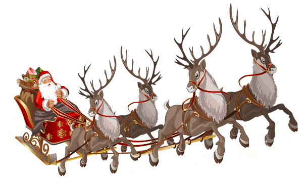 Santas Sleigh — Perth, WA — Tis the Season Christmas Emporium Santa claus is riding in a sleigh pulled by reindeer.