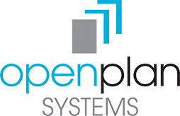 OpenPlan Systems logo with blue and gray geometric icon and text