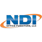NDI Office Furniture, LLC logo in blue and orange with an oval swoosh