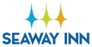 Seaway Inn Logo: blue, green and orange diamonds above