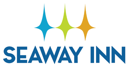 Seaway Inn Logo: blue, green and orange diamonds above
