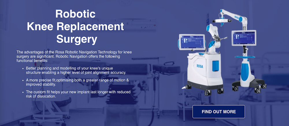 A picture of a robotic knee replacement surgery machine.