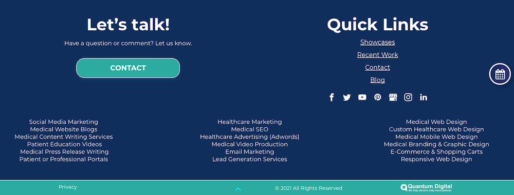 Footer section examples