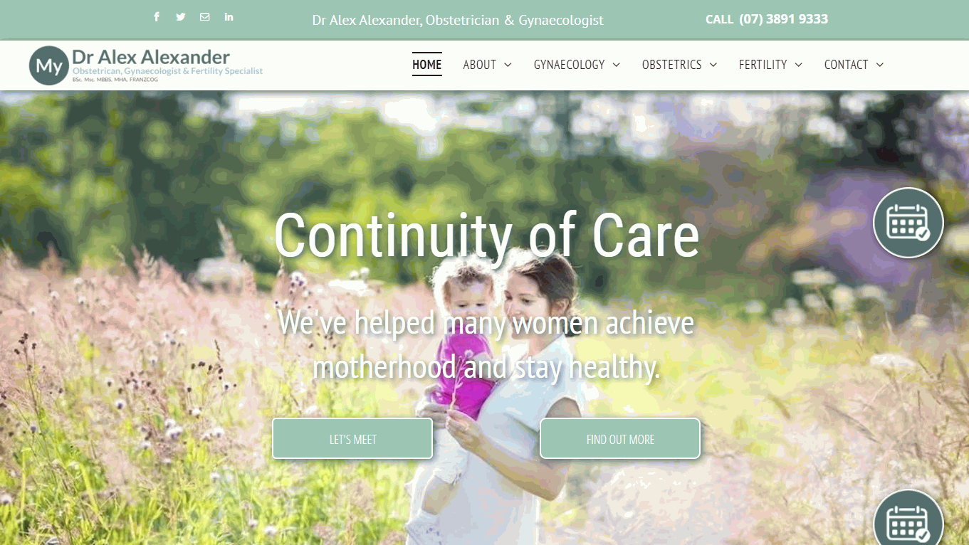 Dr Alex Alexander, Obstetrician & Gynaecologist Website Design