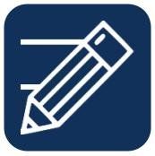An icon of a pencil on a blue background.