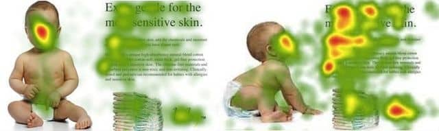 A baby in a diaper is shown with a green background