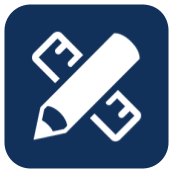 A pencil and ruler crossed over each other on a blue background.