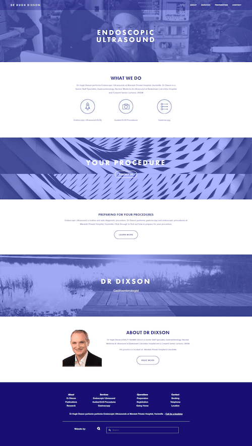 A screenshot of a website for a company called indoscopic ultrasound.