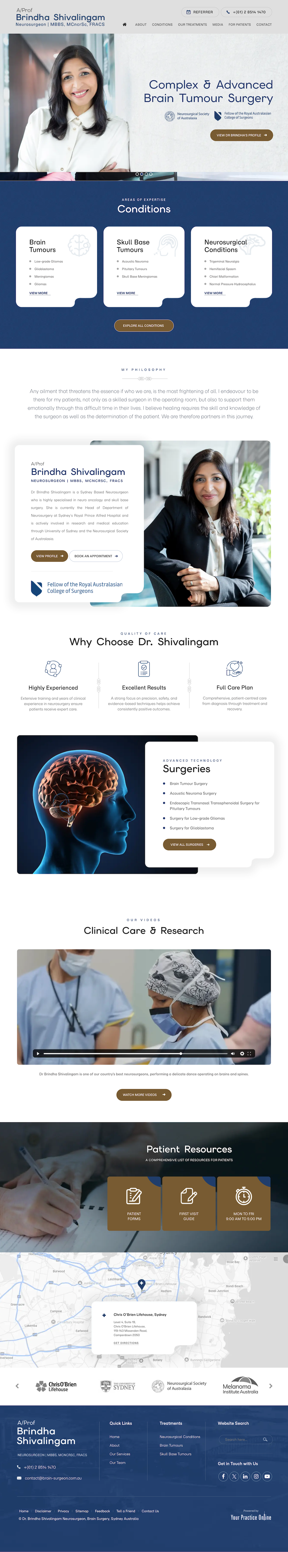 Woman standing beside a sleek website mockup with a white-and-blue layout and portfolio sections.