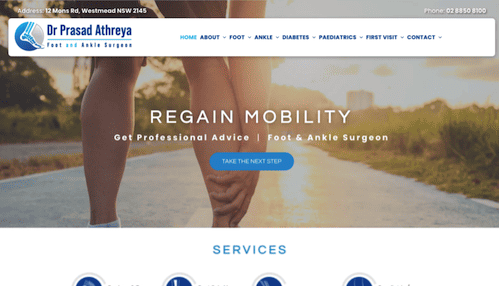 Dr Prasad Athreya, Foot & Ankle Surgeon Website Design