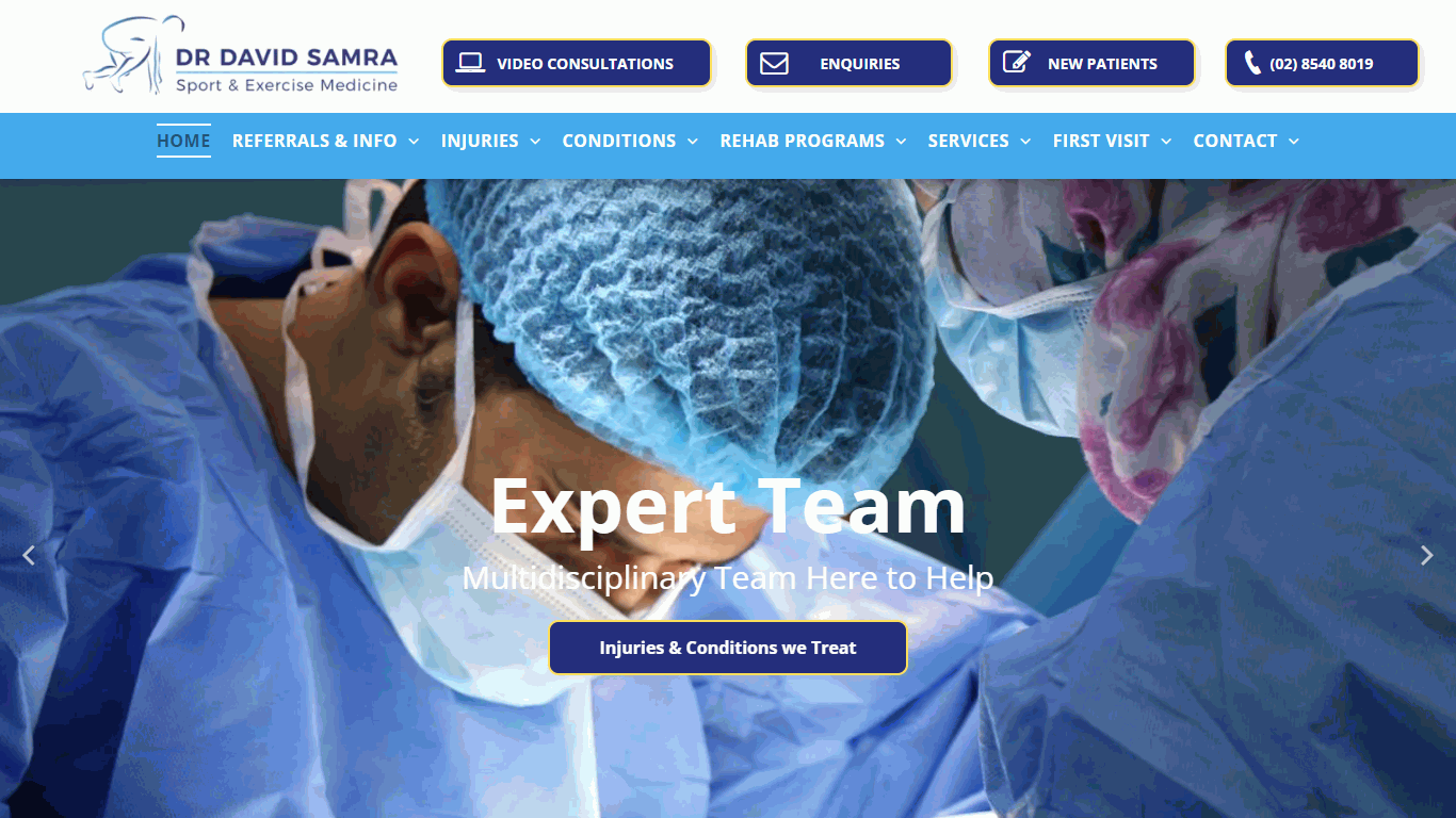 Dr David Samra, Sports and Exercise Medicine Website Design