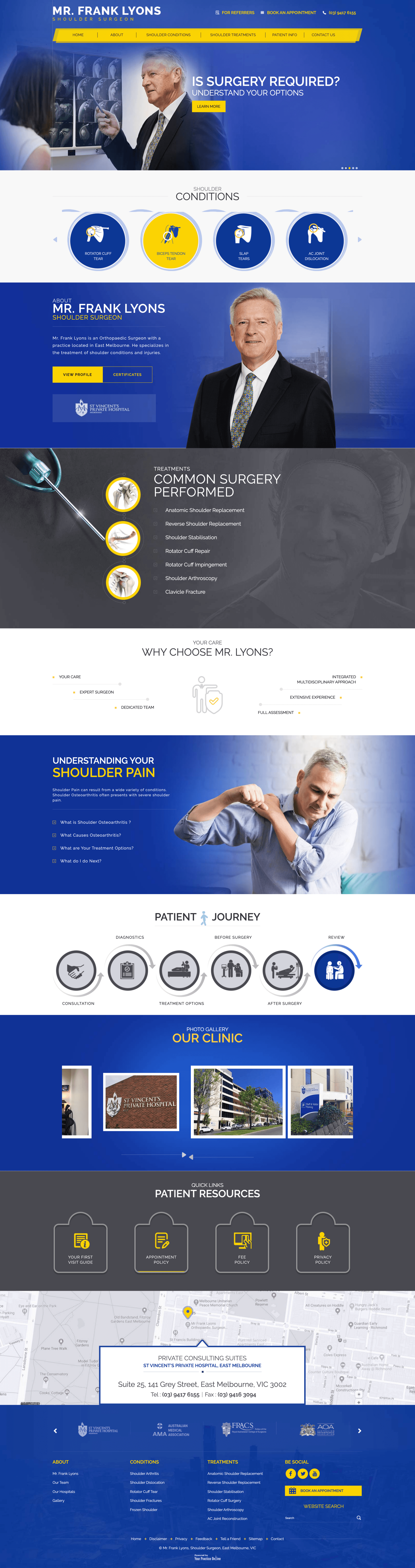 A screenshot of a website with a man in a suit and tie on it.