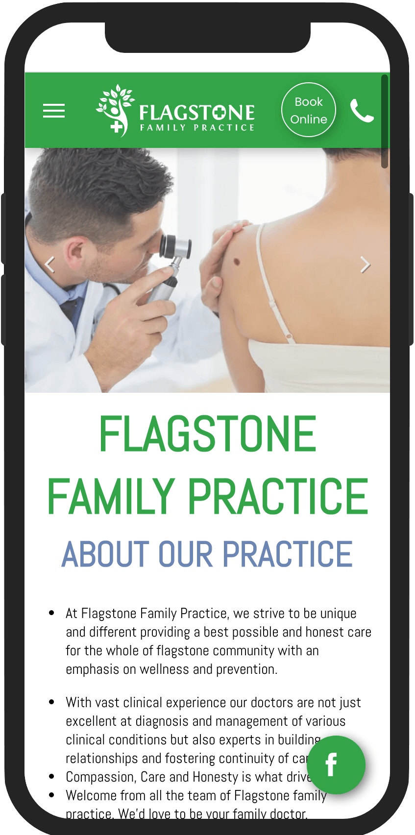 Custom design for General Practice Brisbane Website Mobile Version
