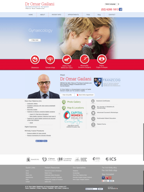 Dr Omar Gailan, Gynaecological Surgeon before website redesign