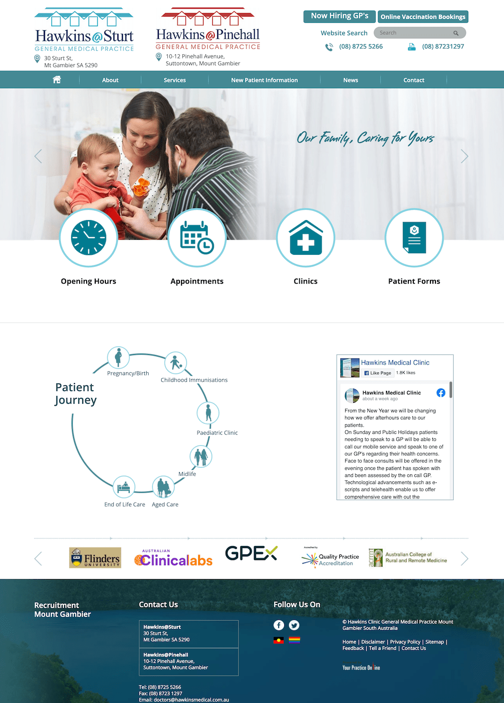 A screenshot of a website showing a family holding a baby.