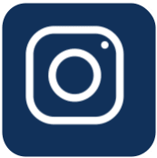 A white instagram logo on a blue background.