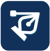 A white icon on a blue background in a square.