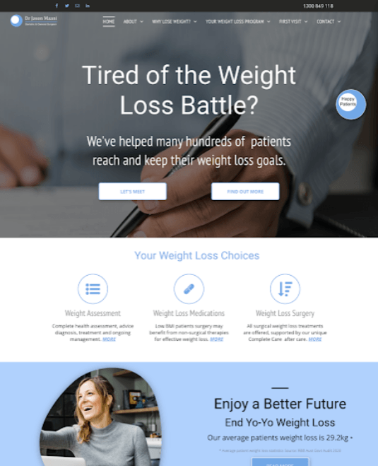 Custom design for Bariatric & General Surgeon Website Desktop Version