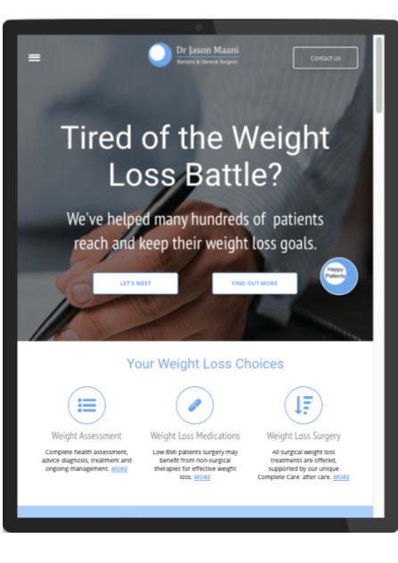 Custom design for Bariatric & General Surgeon Website Ipad Version
