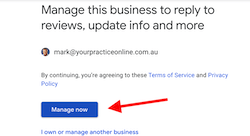 A screenshot of a website that says `` manage this business to reply to reviews , update info and more ''.