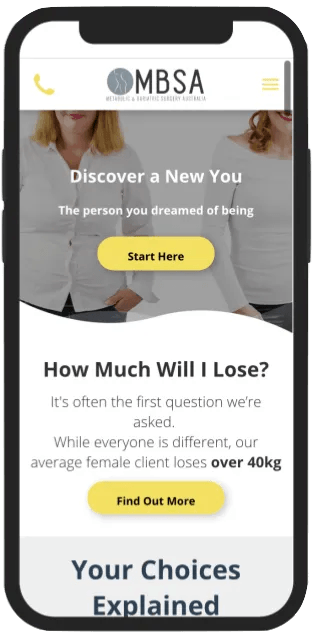 Custom Design for Bariatric Practice Melbourne Website Mobile Version