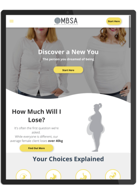 Custom Design for Bariatric Practice Melbourne Website Ipad Version