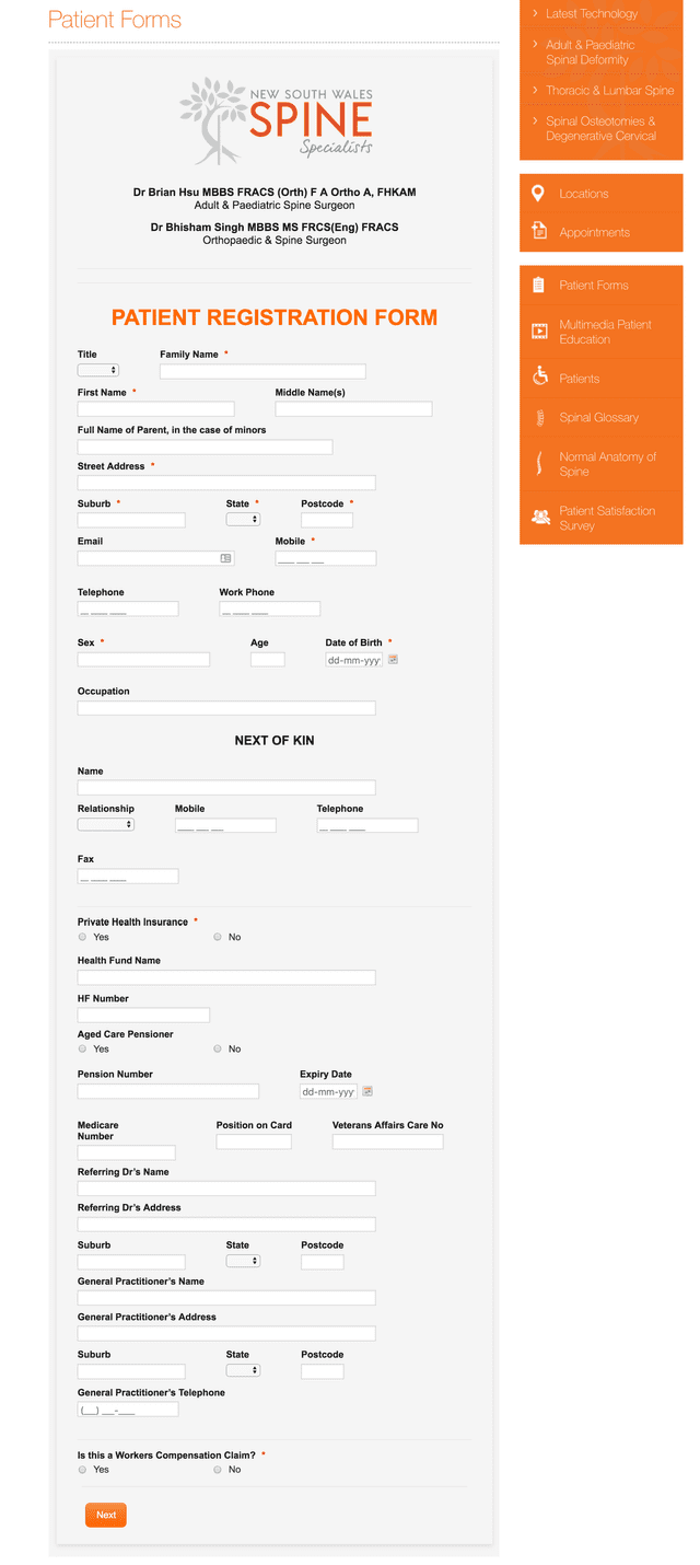 A screenshot of a form on a website.