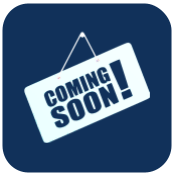 A sign that says `` coming soon '' is hanging on a blue background.