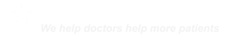 A white background with the words `` we help doctors help more patients '' written on it.