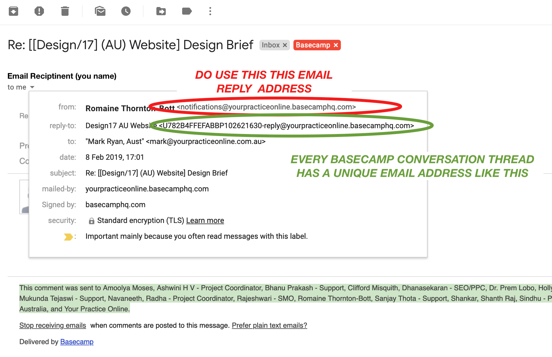 Basecamp Emails