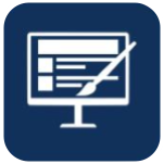 An icon of a computer screen with a brush on it.