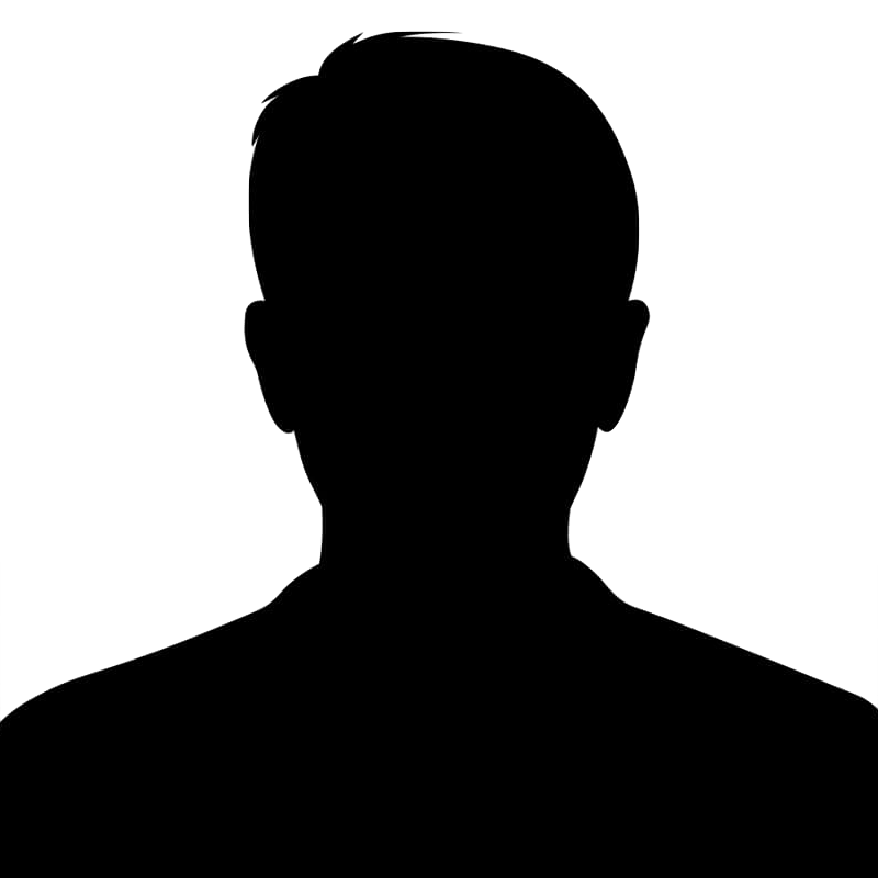 A silhouette of a man 's head and neck on a white background.