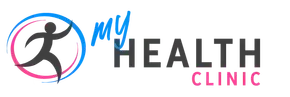 A logo for a health clinic with a person in a circle.