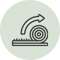 An icon of a roll of carpet with an arrow pointing up.