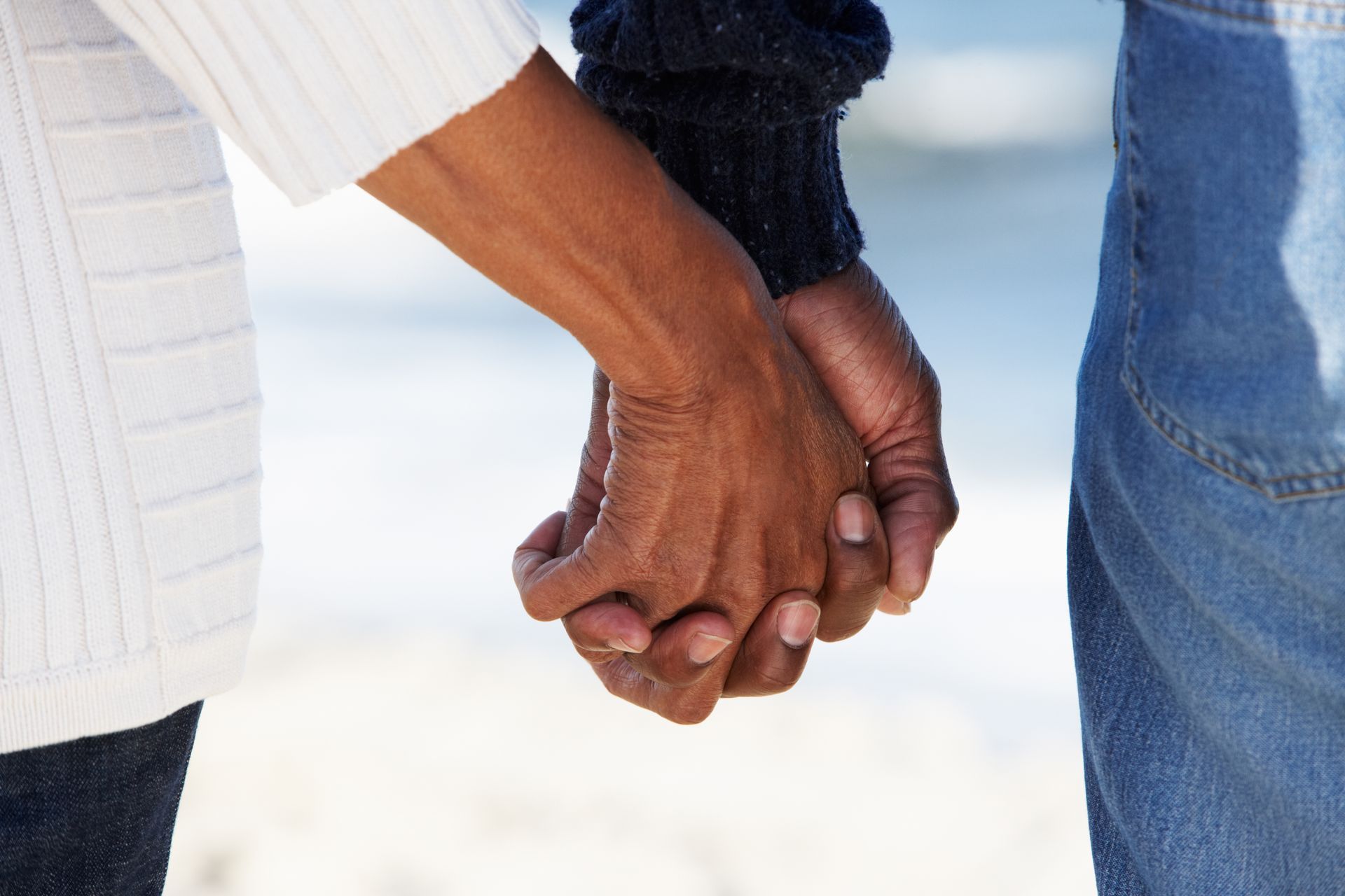 Close Up Of Senior Couple Holding Hands stock photo