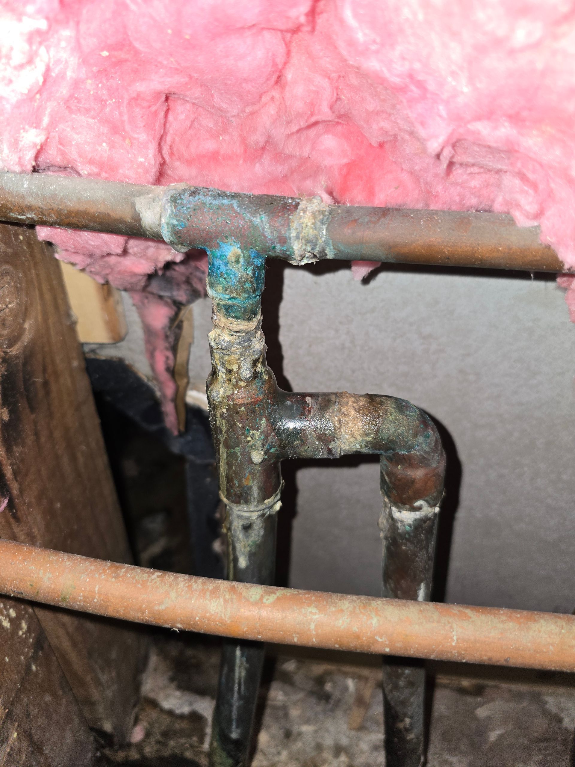 leaking and corroded copper
