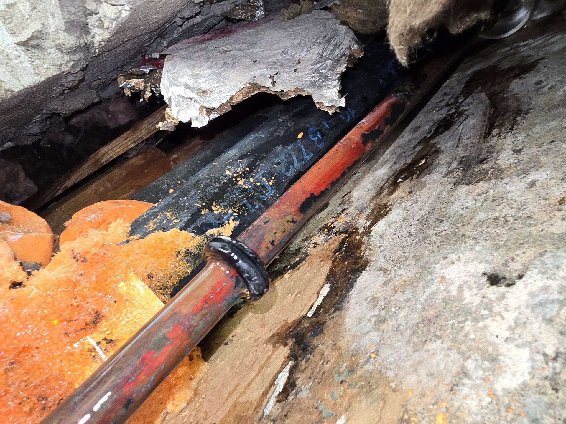 cleaking copper pipe in wall