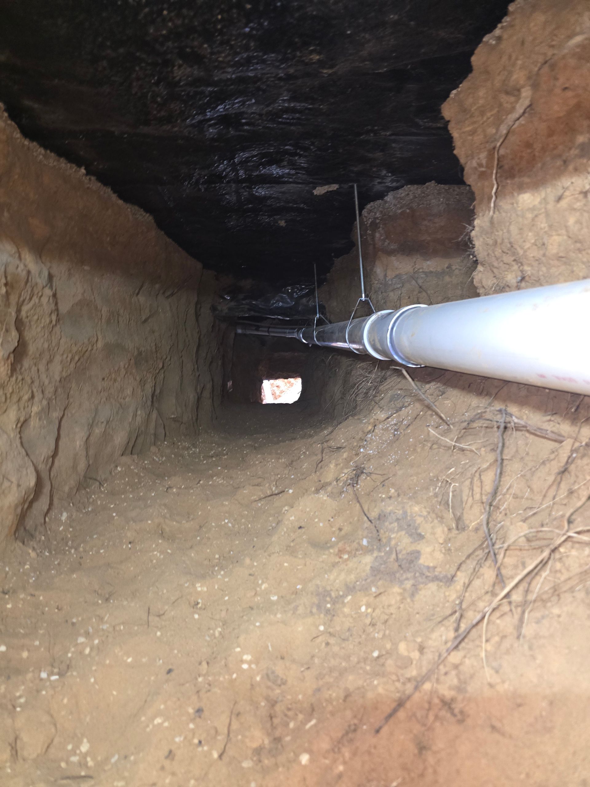 newly installed drains in a tunnel