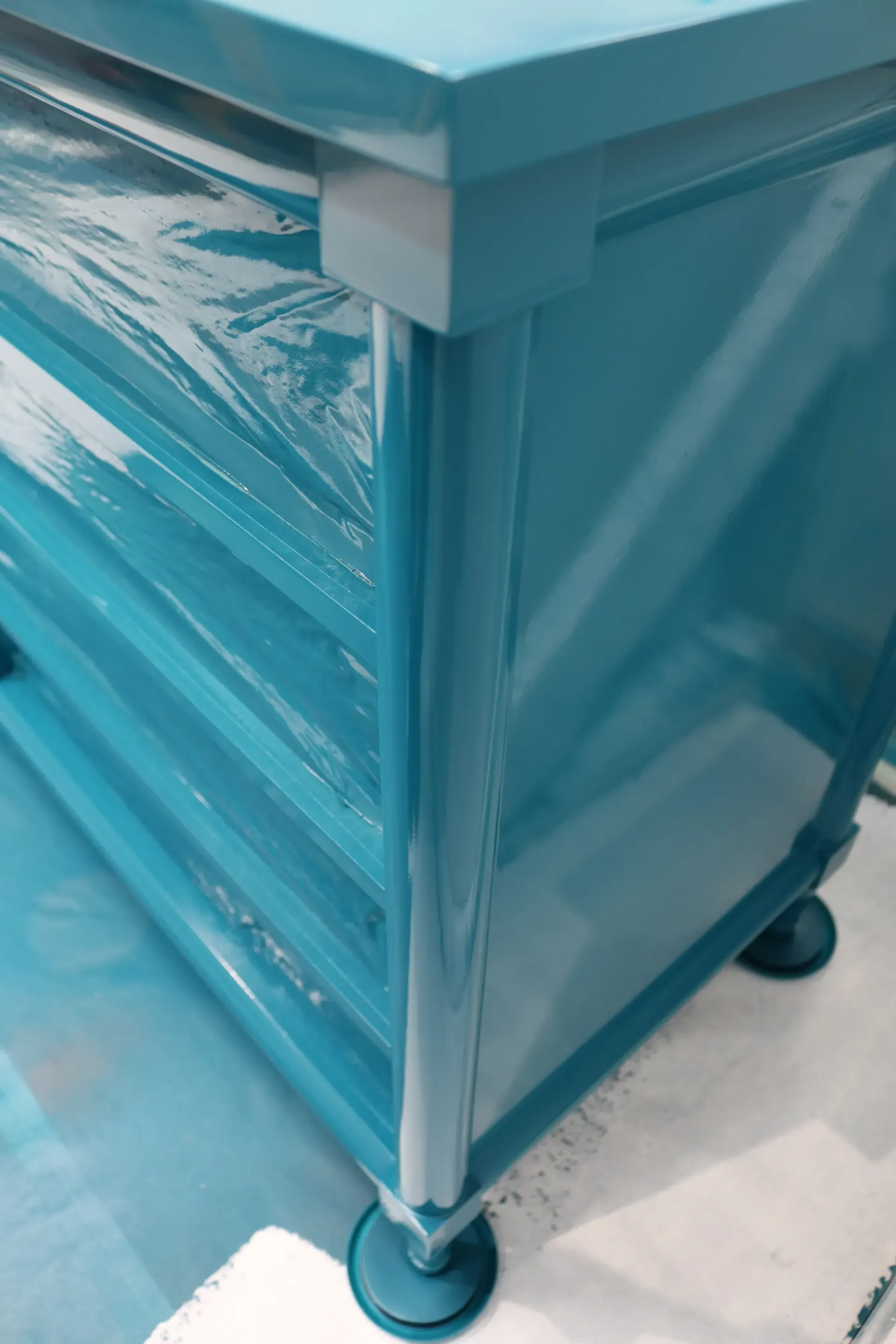 high gloss blue dresser