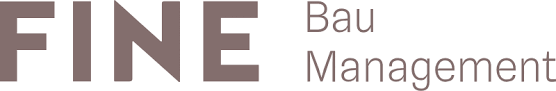 FINE Bau Management Logo in Braun und Grau.