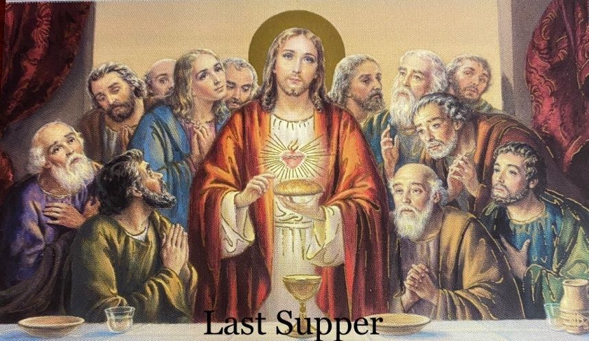 A painting of jesus and his apostles at the last supper
