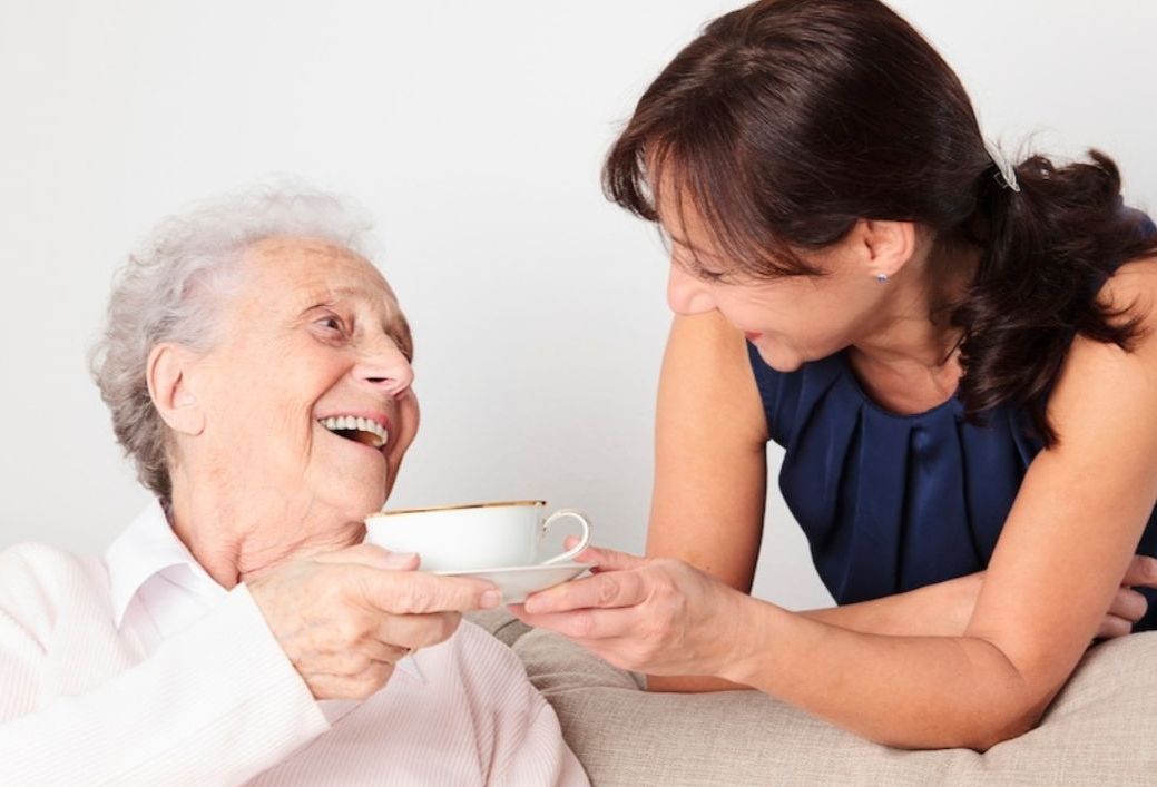 Client drinking tea